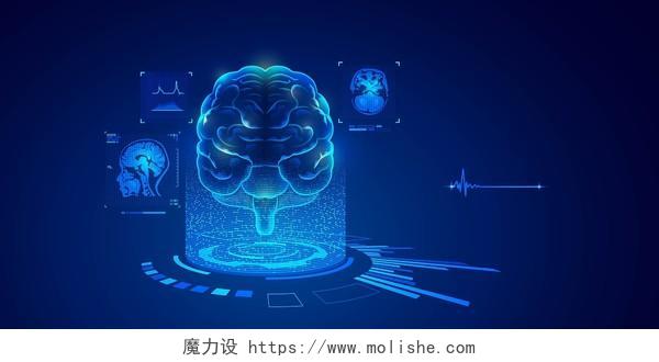 智能大脑蓝色科技电子人工智能数据分析展板背景